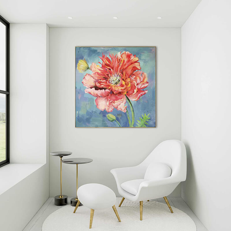 27.5"L Hand Drawing Oil Paints Floral Framed Print