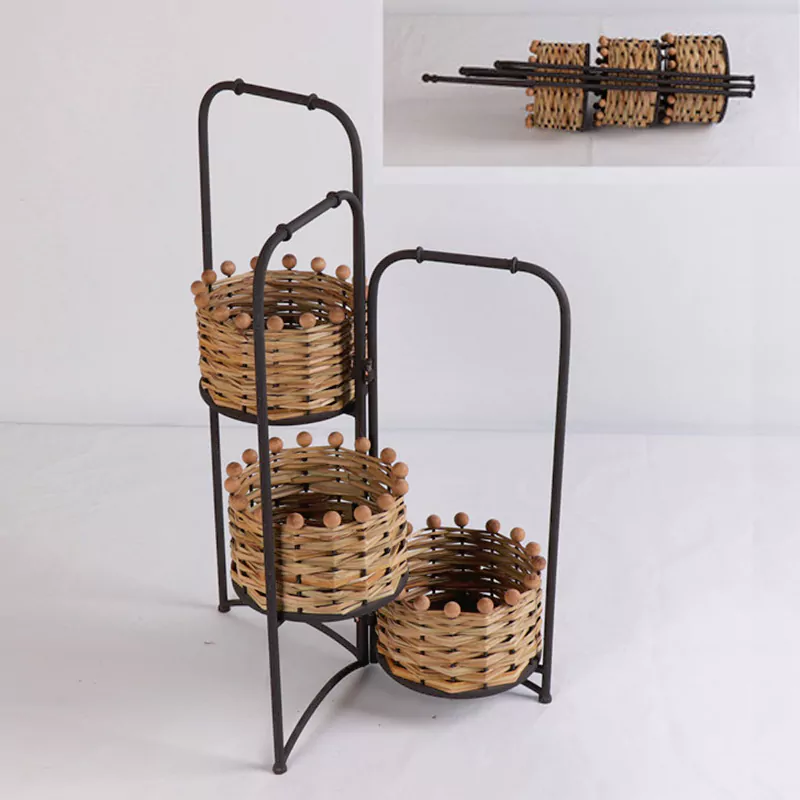 28"H 3-Tier Tiered Folding Stand, Bead Shelf