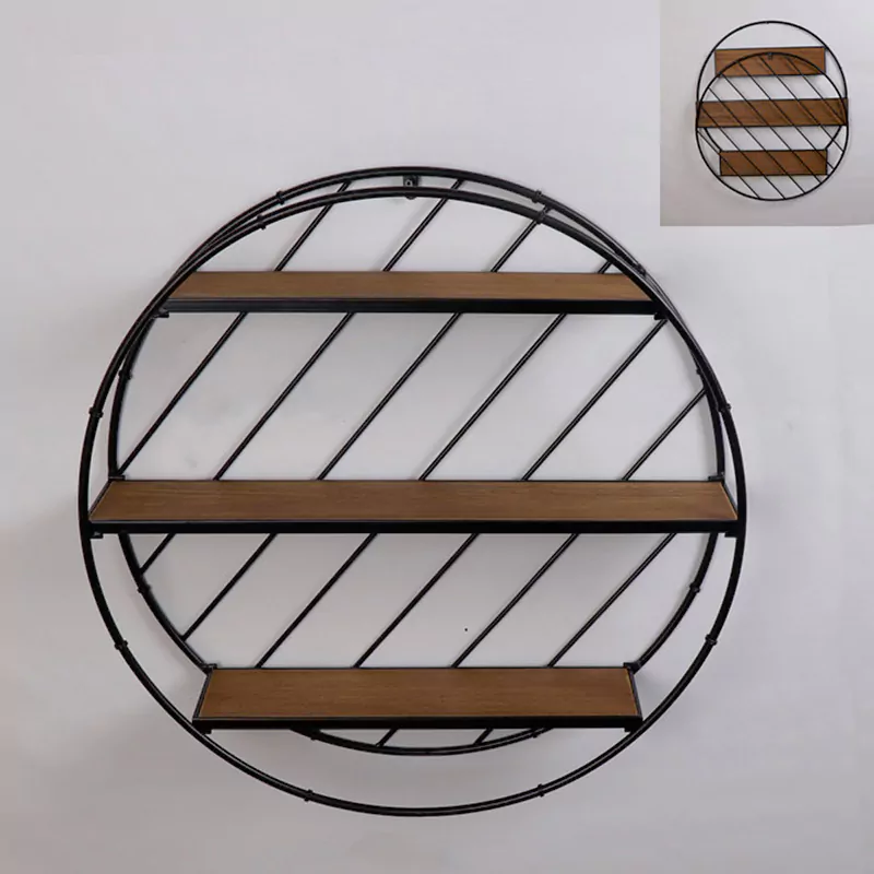 27.75"L Round 3-Tier Wall Shelf with Wired Back