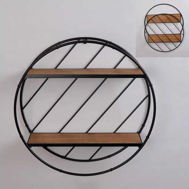 23.5"L Round 2-Tier Wall Shelf with Wired Back