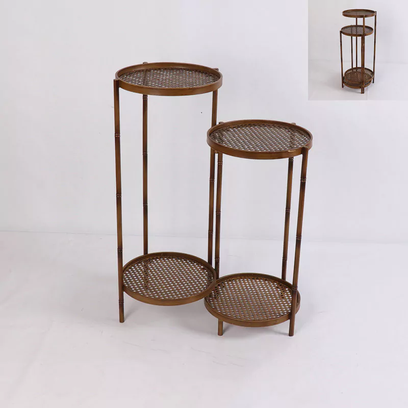 27.5"H Round 2-Tier Nesting Metal Side Table, End Table