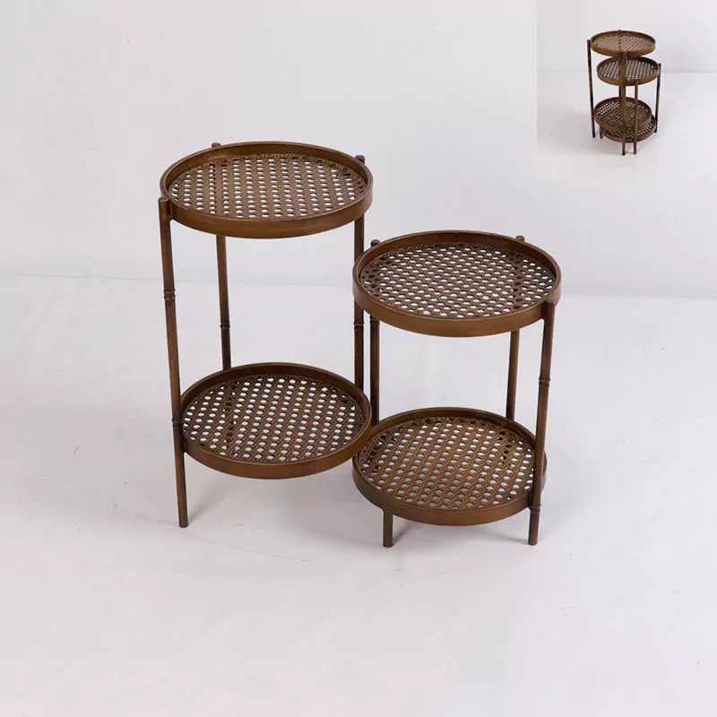 15.75"H Round 2-Tier Nesting Metal Side Table, End Table